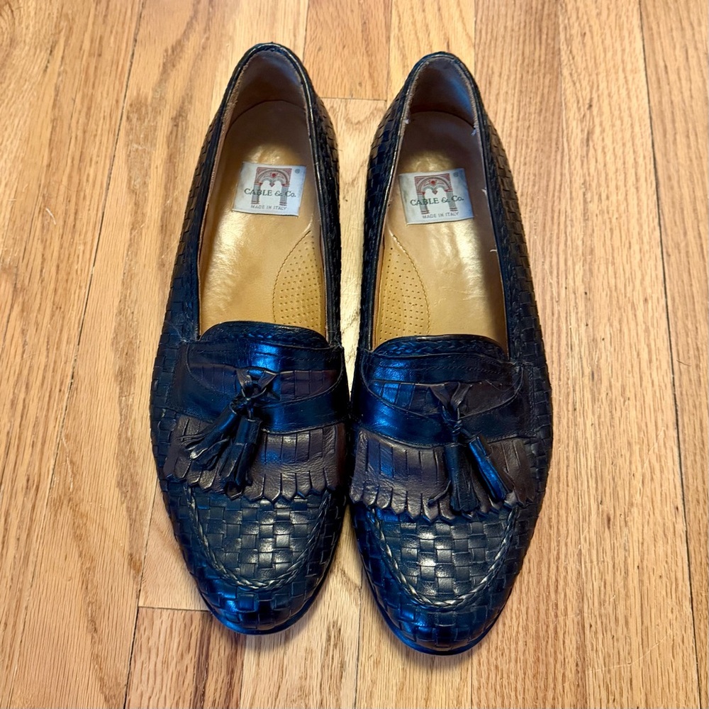 black leather loafers made in italy